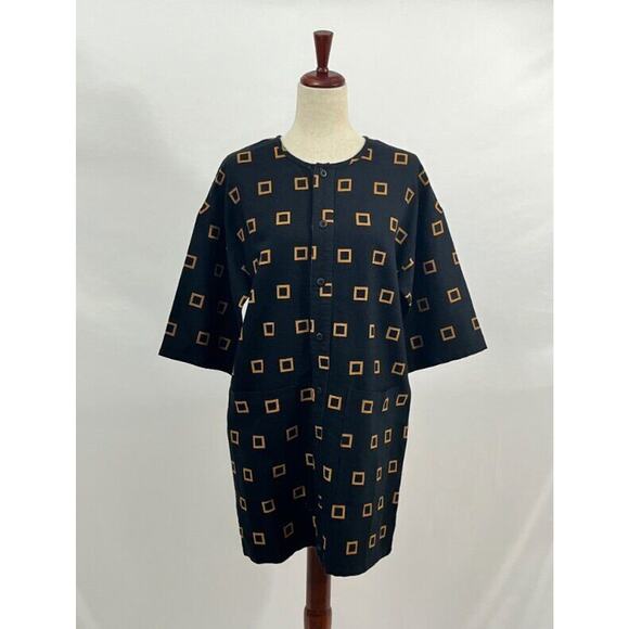 ACE & JIG Sz XXS Nova Dress Quad Black Mustard Gold Tunic Button Shirt Dress NWT - Picture 8 of 10